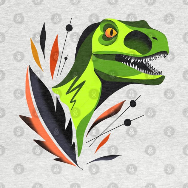 Colorblock velociraptor by Jurassic Ink